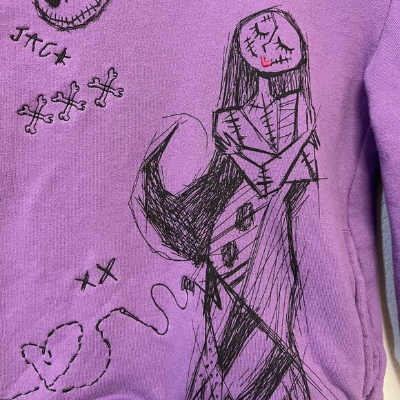 Disney Nightmare Before Christmas Embroidered Hoodie Jack & Sally Sweatshirt - Picture 6 of 10